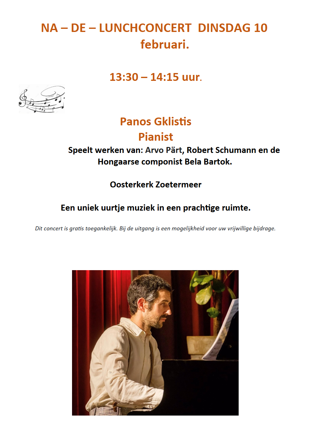 Panos Gklistis speelt werken van Pärt, Schumann en Bartok
